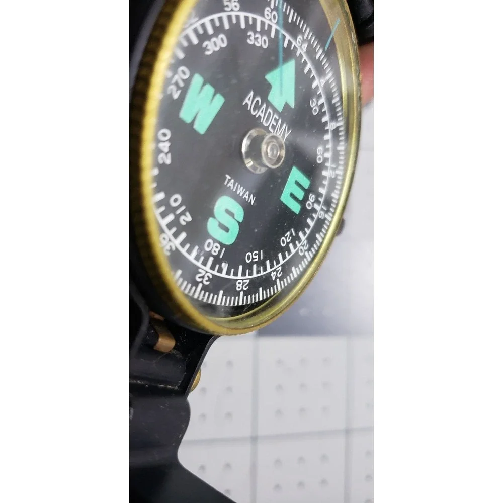 Engineer Academy Lensatic Compass Black Brass, Hiking, Camping, Vintage MCM